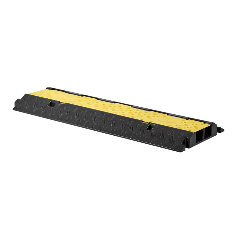 Rampe de protection de câble en caoutchouc robuste à 2 canaux - Capacité de circulation de 22 000 lb pour l'extérieur et l'intérieur