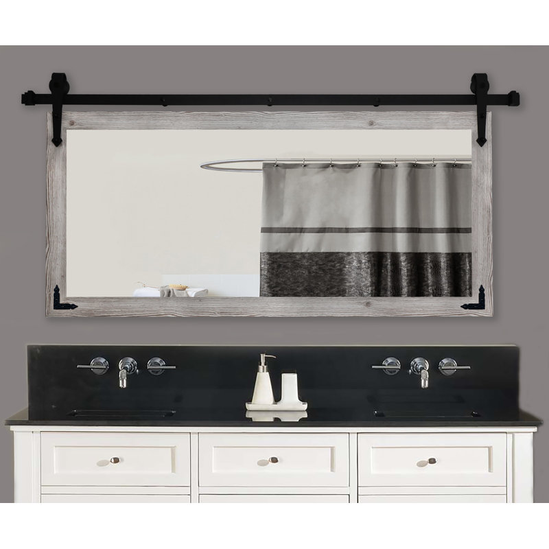 Neace Engineered Wood Rectangle Mirror, 30.5" H x 64" W, White Washed