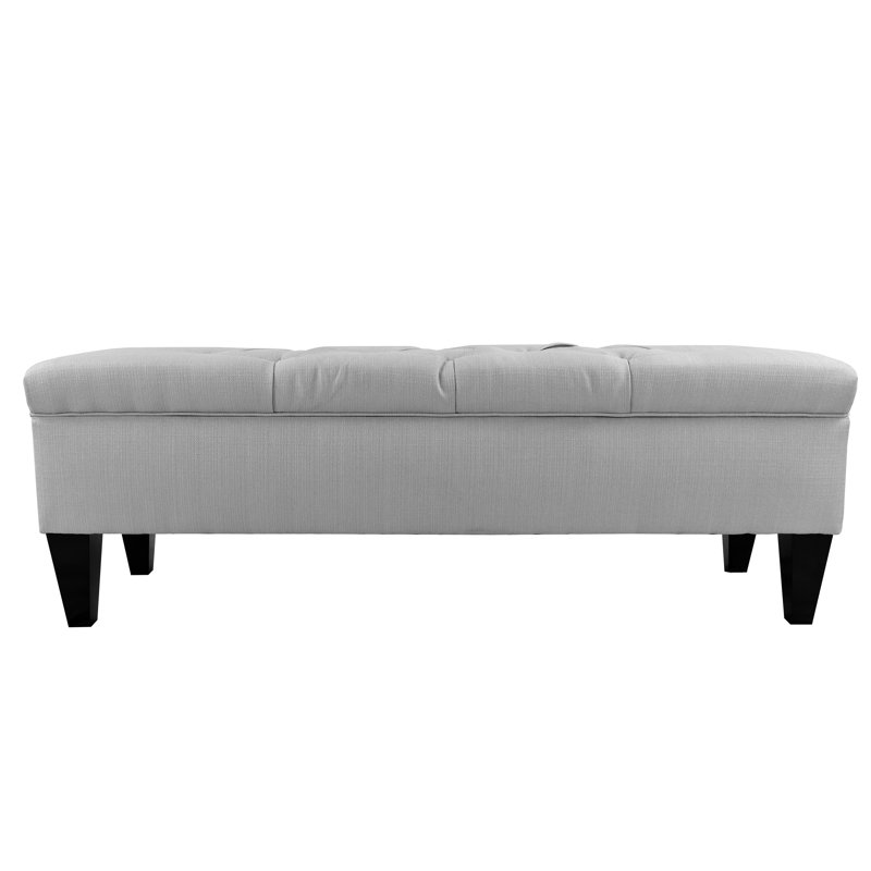 Hobson Polyester Upholstered Storage Bench, Silver