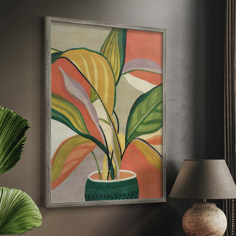 «Pots Bird of Paradise», reproduction encadrée - bois massif 48215, H 15 po x l 12 po