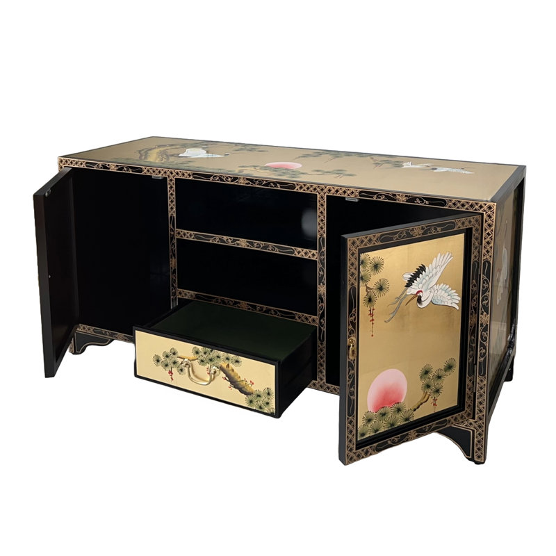 Delaryd Gold Leaf Hand Painted TV Cabinet Media Stand for TVs up to 55"