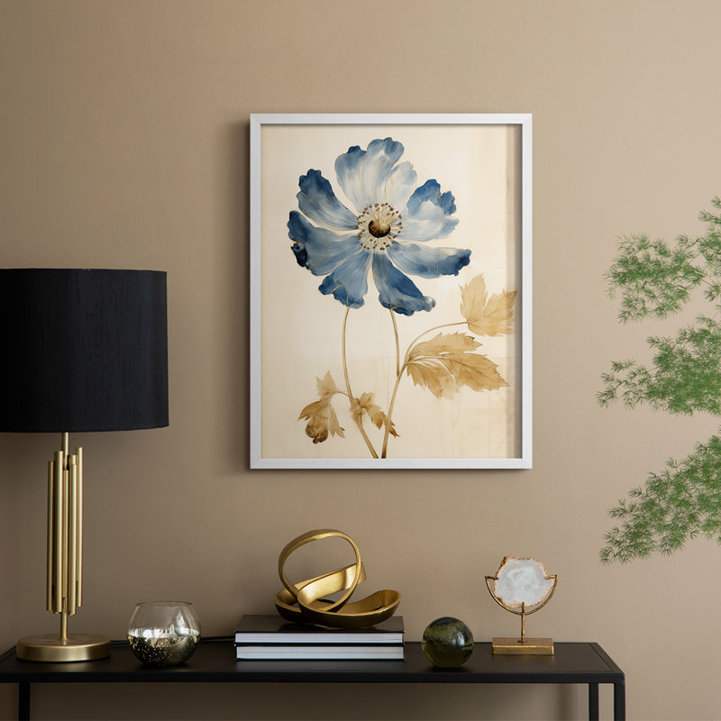 Série FLORAL LXI - reproduction encadrée de qualité supérieure - prête à être accrochée - aucun clou requis, Blanc / Blanc
