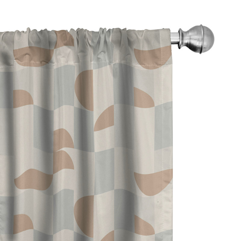 East Urban Home Geometric 4-Panel Curtains, Rectangles Semicircles, Dark Sand Brown and Grey, 56" W x 95" L