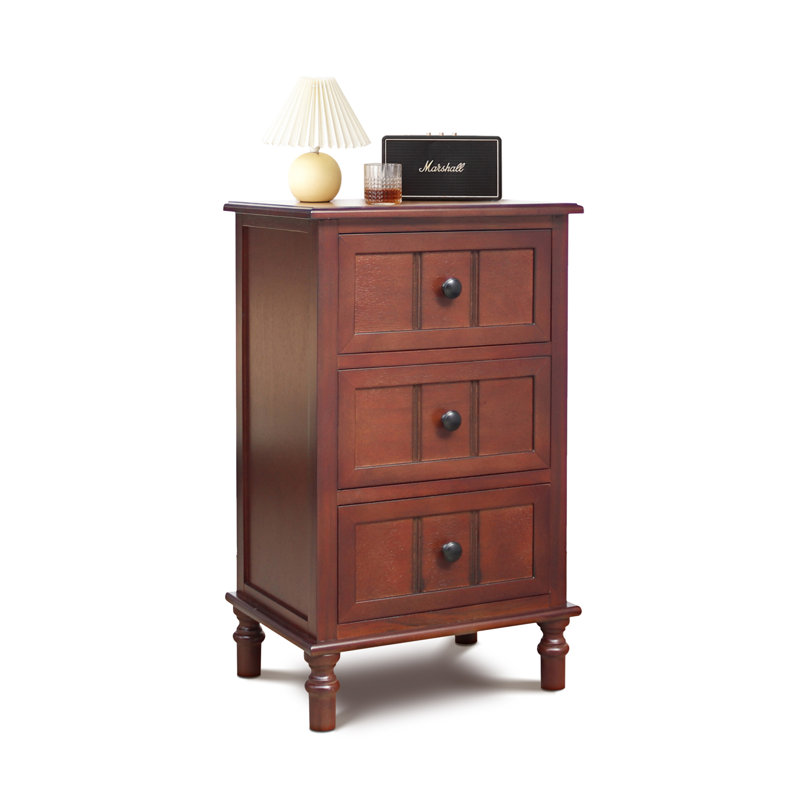 Simplify Three Drawer Wood Accent Cabinet Side Table For Living Room, Bedroom, Office & Entryway, Space-saving Design, 11.8 In X 15.75 In X 26 In