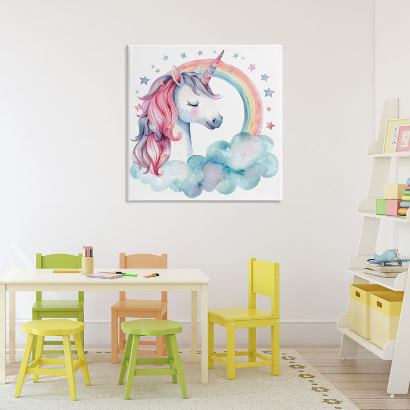 Toile de licorne étoilée arc-en-ciel, design par Creative Studio, H 30 po x l 30 po