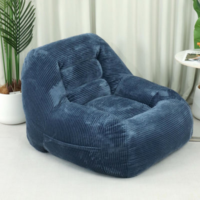 Canapé en velours côtelé bleu, fausse fourrure douce, non assemblé, idéal pour un dortoir, une chambre à coucher et un salon, temps de confort ergonomique, largeur de 38,98 po, profondeur de 33,67 po, hauteur de 27,9 po, confort de 31,11 lb