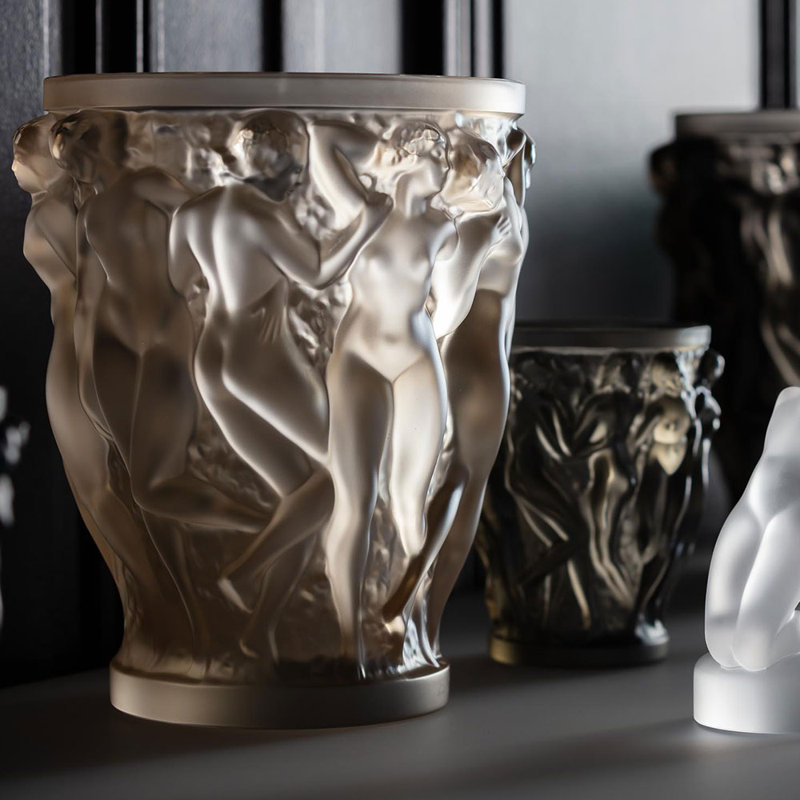 Bacchantes Handmade Crystal Table Vase, Gold Luster