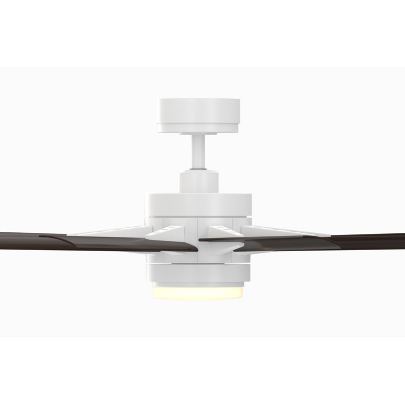 Odyn Indoor/Outdoor Custom Ceiling Fan DC Motor- Matte White with LED Light Kit, Matte White
