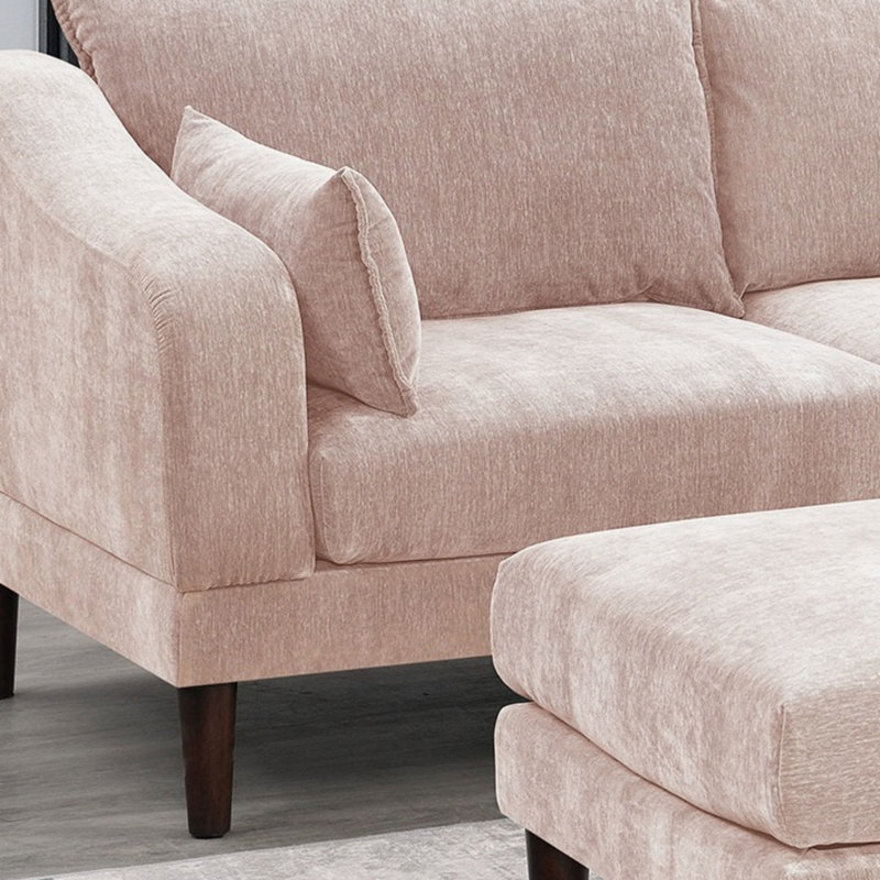 Emily Upholstered Accent Chair, Blush Pink Polyester Blend