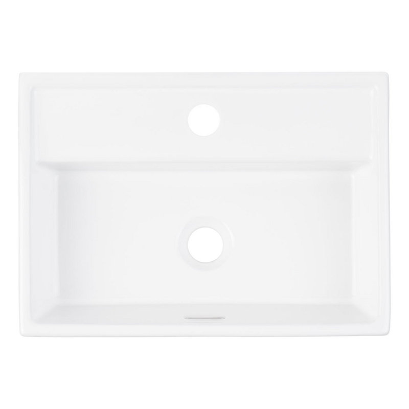 18" Kaisy White Porcelain Rectangular Wall Mount Bathroom Sink with Overflow