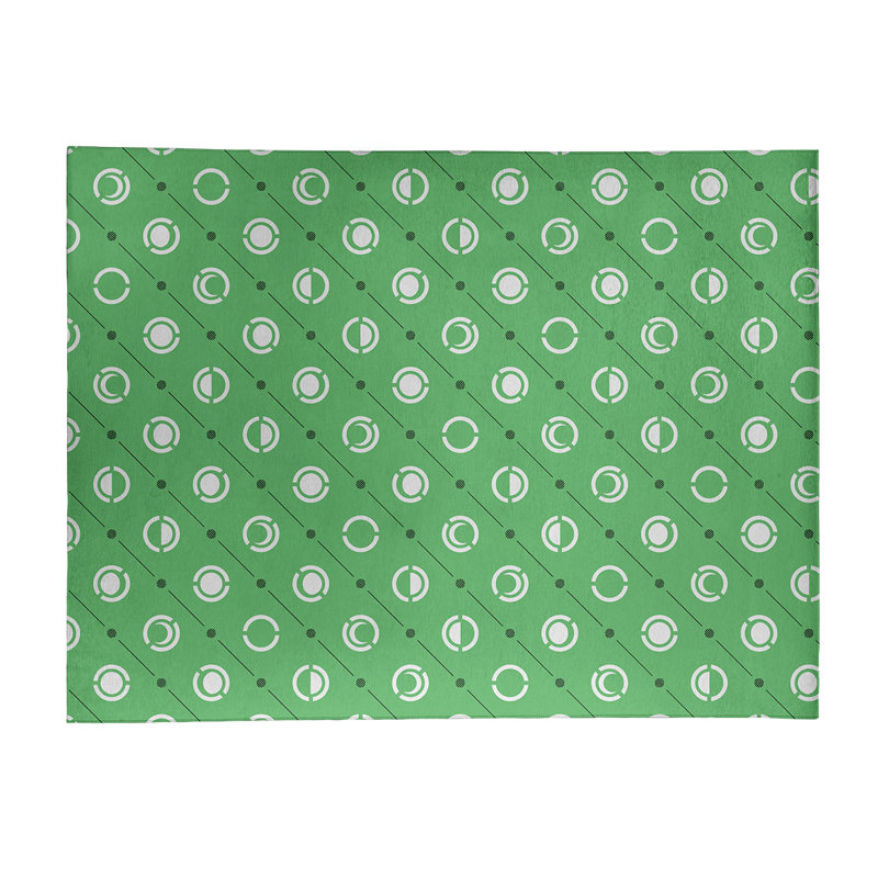 Tapis de l’aire verte/verte en phase lune, Rectangle 9 pi x 12 pi