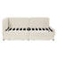 Lit simple réglable beige avec 2 tiroirs de rangement, rembourré pour la chambre à coucher, design moderne, assise confortable, lit en velours convertible en eucalyptus et cadre, surface douce, renforcé