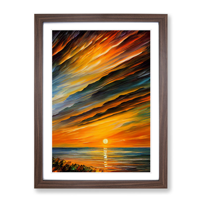 Ocean Sunrise No.1 - Framed Print, 64cm H x 46cm W x 2cm D, Walnut