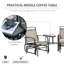 Fauteuils coulissants de jardin brun avec table pratique - 2 balançoires avec chaise berçante, sangle aérée, pour patio et café dans la cour arrière, tissu respirant, acier, finition