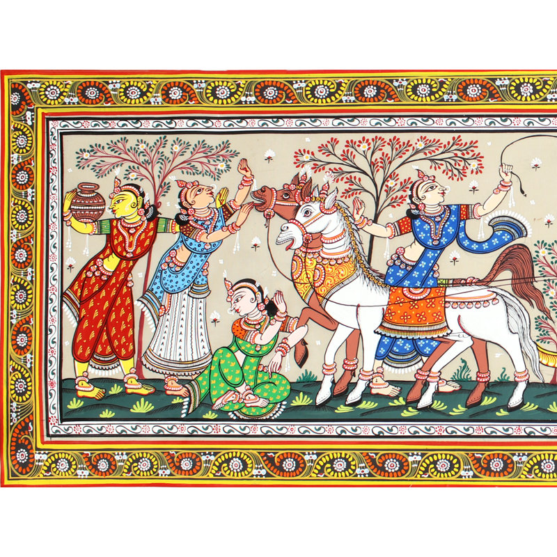 Peinture traditionnelle Mathura Gaman | Paata, peinture sur soie Tussar