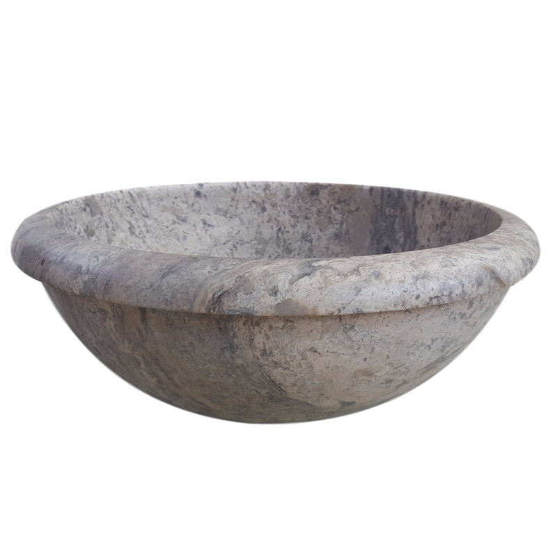 Lavabo de salle de bain à bateau circulaire naturel à surface en pierre naturelle rim, Antique