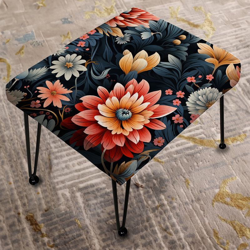Cottage Coral Blooms Unveiled - Floral Rectangle Ottoman