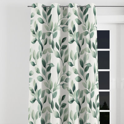 Rideaux abstraits pour chambre à coucher - Rideau moderne à œillets brise sauge - 1 panneau