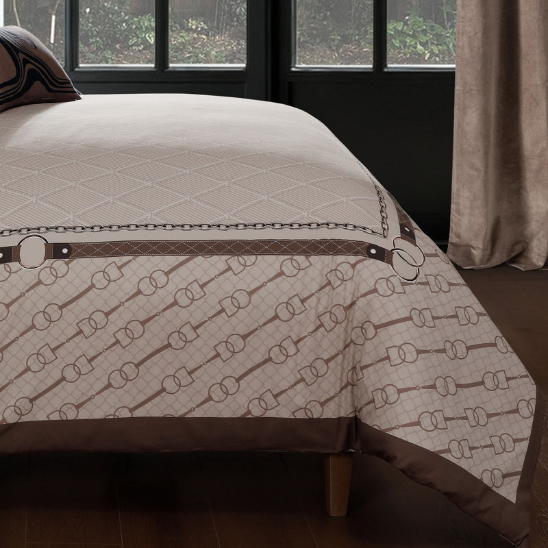 Ensemble d'édredon réversible 100% satin de coton 5 pièces Bebejan, Édredon de grand lit + 4 pièces additionnelles