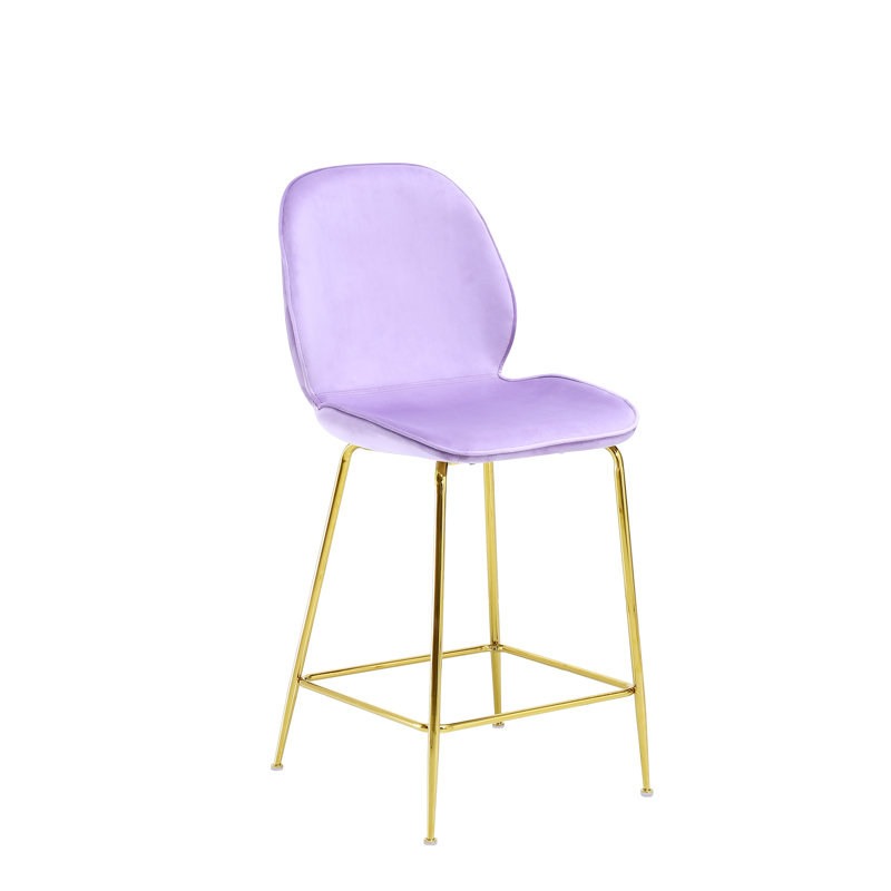 Darena Upholstered Counter Stool with Metal Frame, Pink, Counter Stool (24" Seat Height)