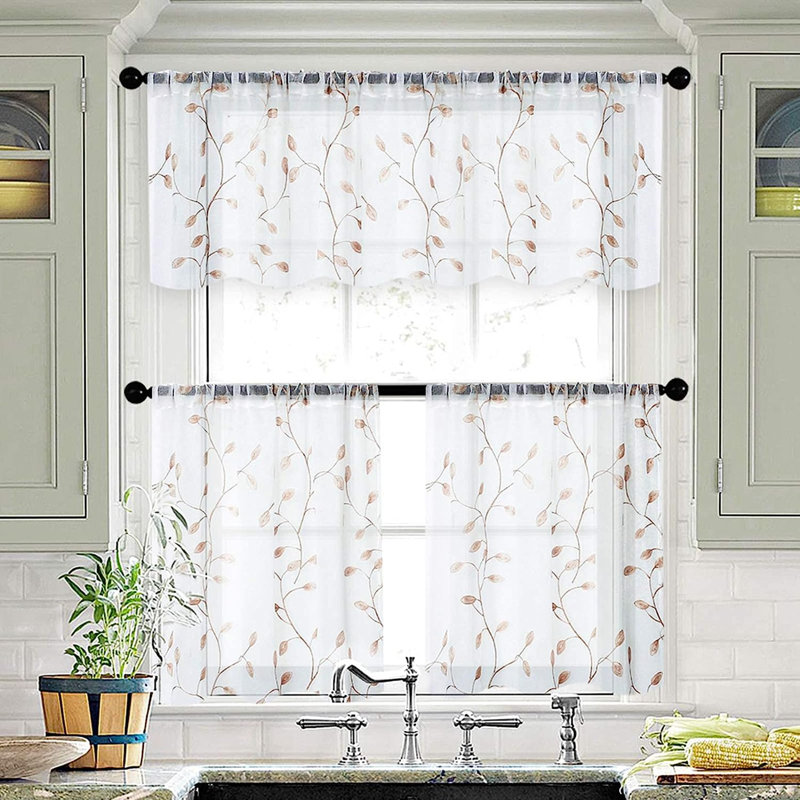 Bohm Window Valance, Taupe Leaves