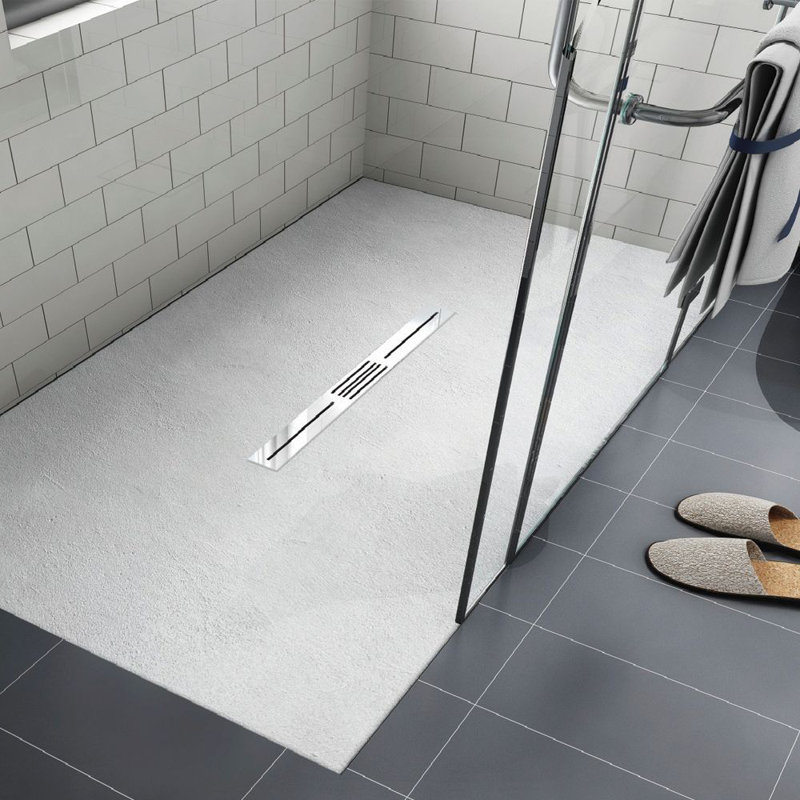 Transolid Trimslate 48-in x 36-in Zero Threshold Shower Base with Center Drain, White