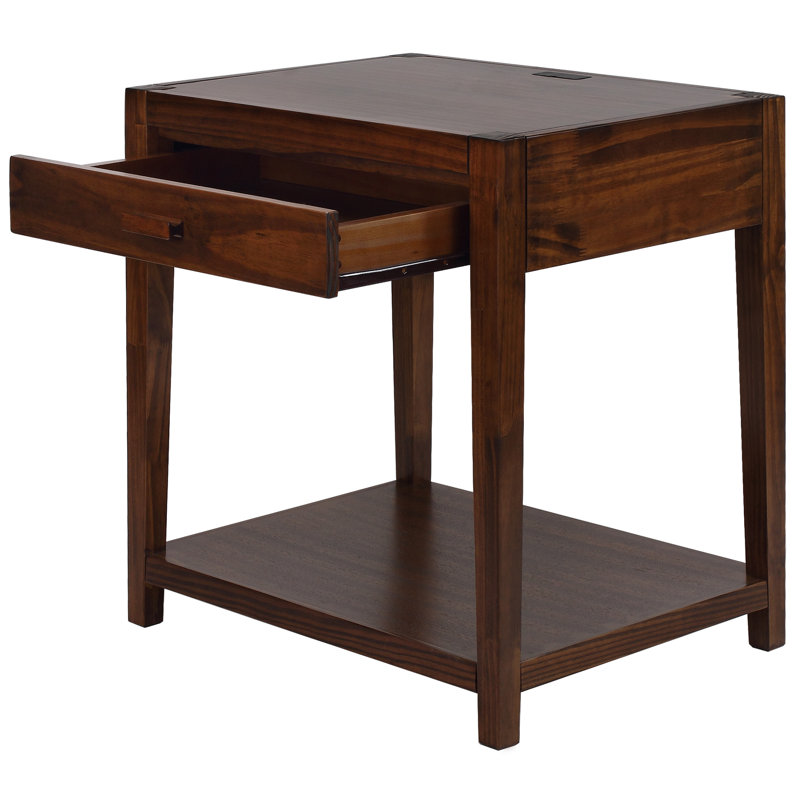 Hemby 24'' W Solid Wood Nightstand, Warm Brown