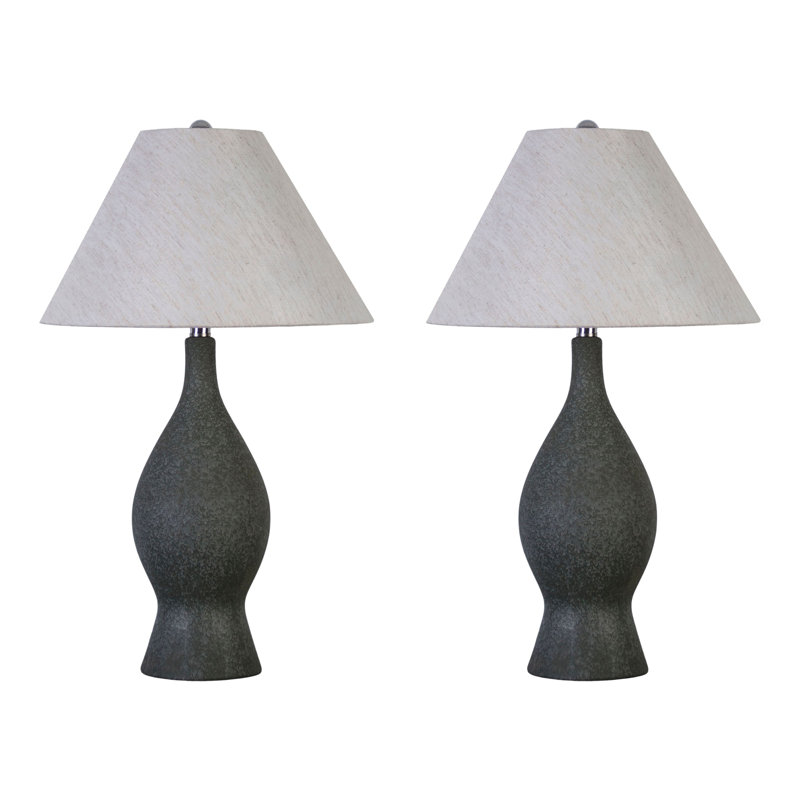 Cerulean Elegance Ceramic Table Lamp - Blue Grey - Set of 2