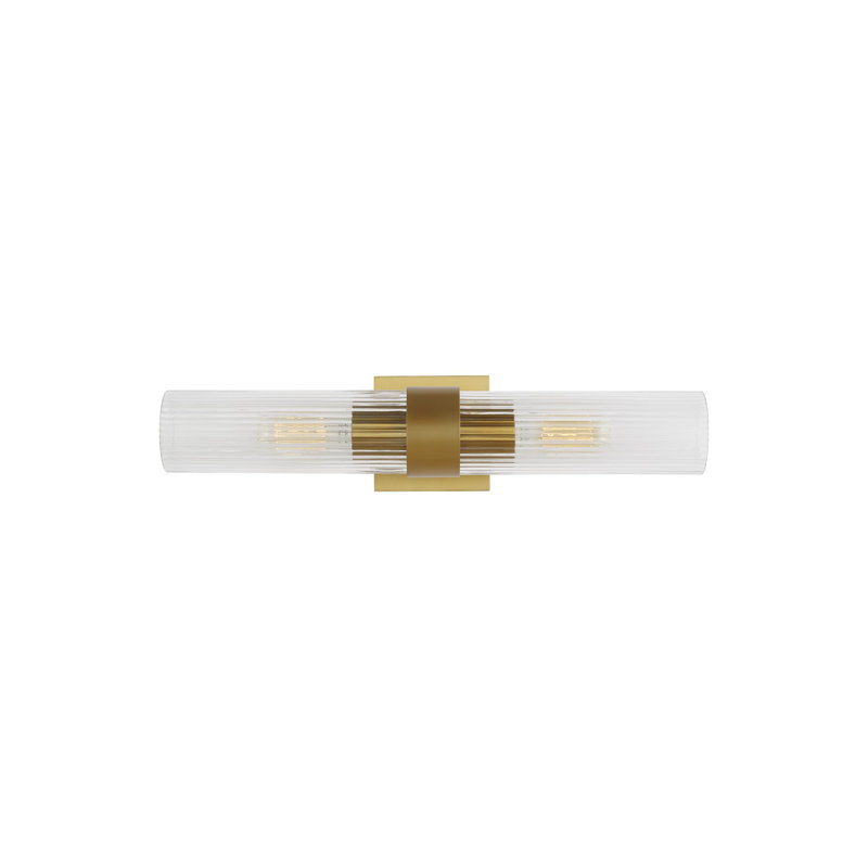 2-Light Dimmable Steel Bath Sconce , Burnished Brass