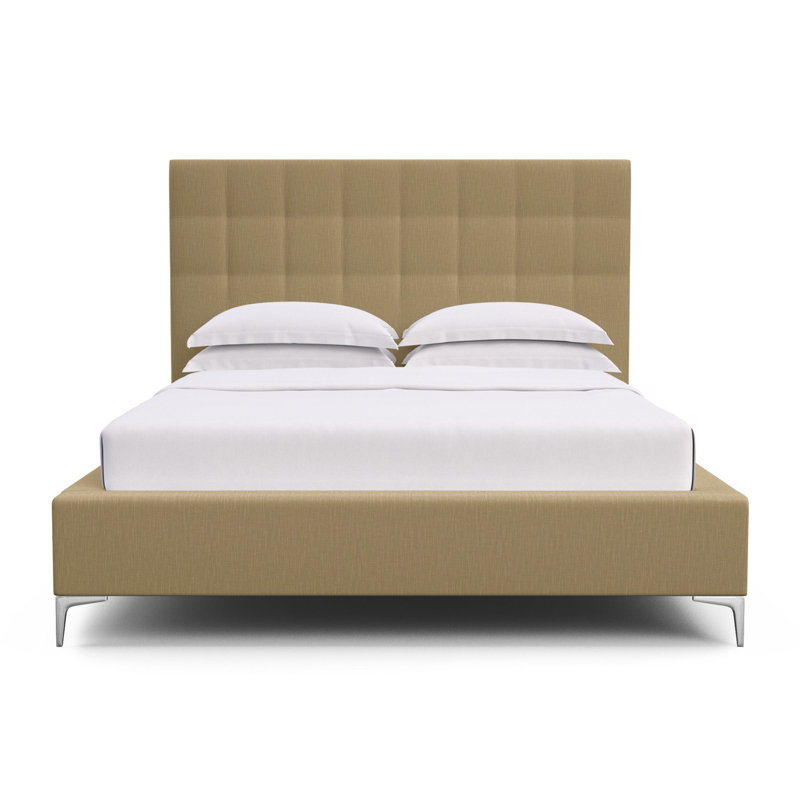 Bryant Upholstered Bed, Full, Box Weave Linen Marzipan, Ebony