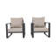 Ensemble de 2 chaises club d'extérieur modernes en aluminium gris foncé avec coussins beiges - Ensemble de 2 chaises de patio toutes saisons