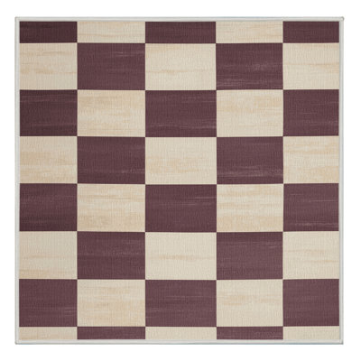 Machine Washable Checkered Beige Area Rug