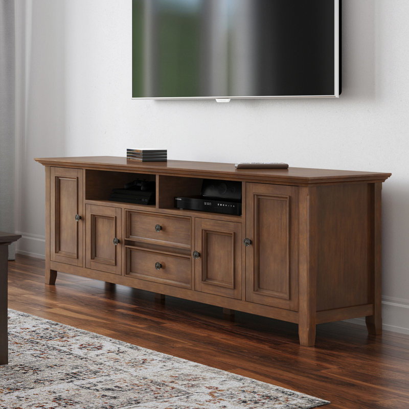 Amherst 72"W Solid Wood Transitional TV Stand for TVs up to 80" with 2 Cabinets, 2 Drawers, and Adjustable Shelves