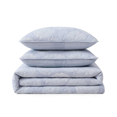 Tommy Bahama Ocean Island Cotton Reversible Blue Quilt Set