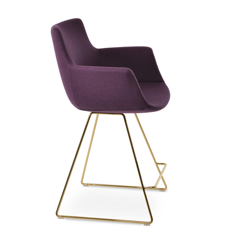 Tabouret Bottega, Gris foncé, Or, Tabouret de comptoir (siège d'une hauteur de 24 p