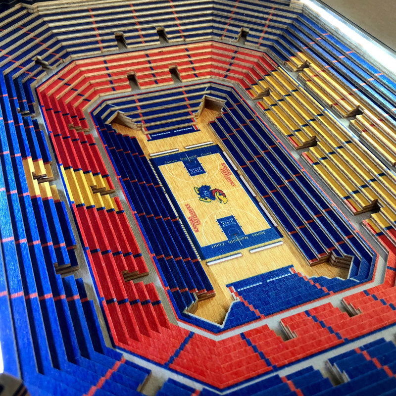 University of Kansas LED Lighted Wood and Metal Accent Table