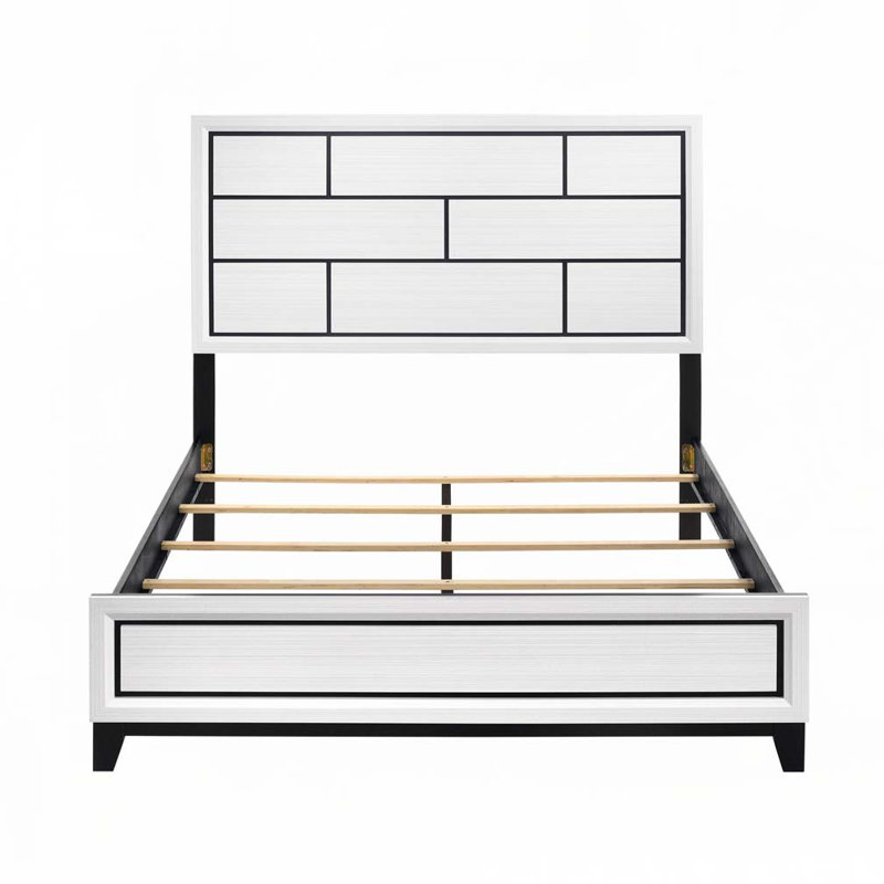 Lit en bois avec tête de lit, Double 