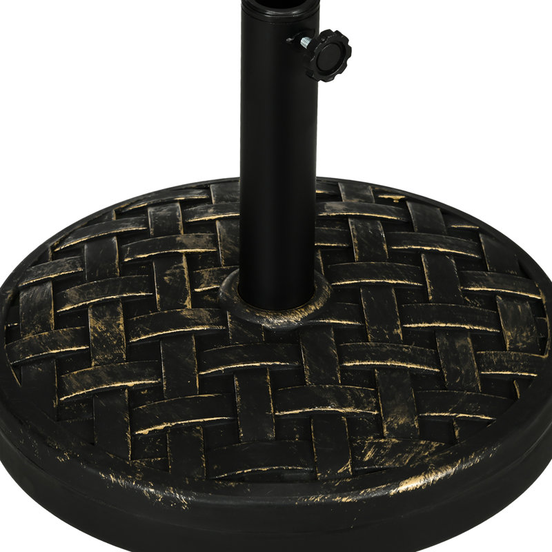 Base de support de parasol ronde 18 po, 40 lb en béton robuste avec support en métal, convient aux poteaux de 1,5 po à 2 po, aspect bronze et extérieur