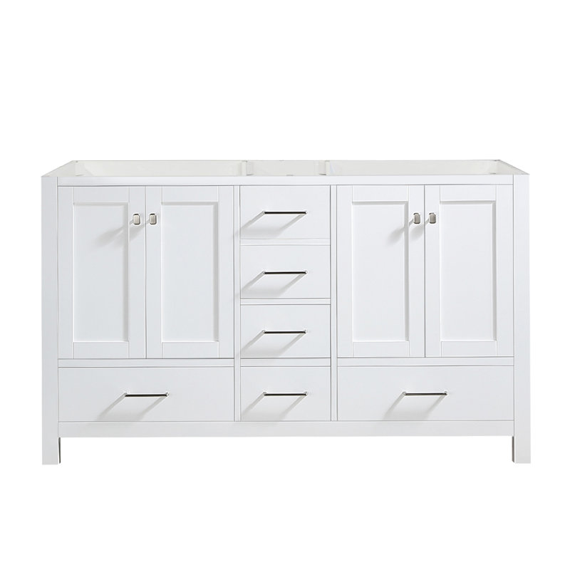 Base de meuble-lavabo double 60 po seulement, Blanc