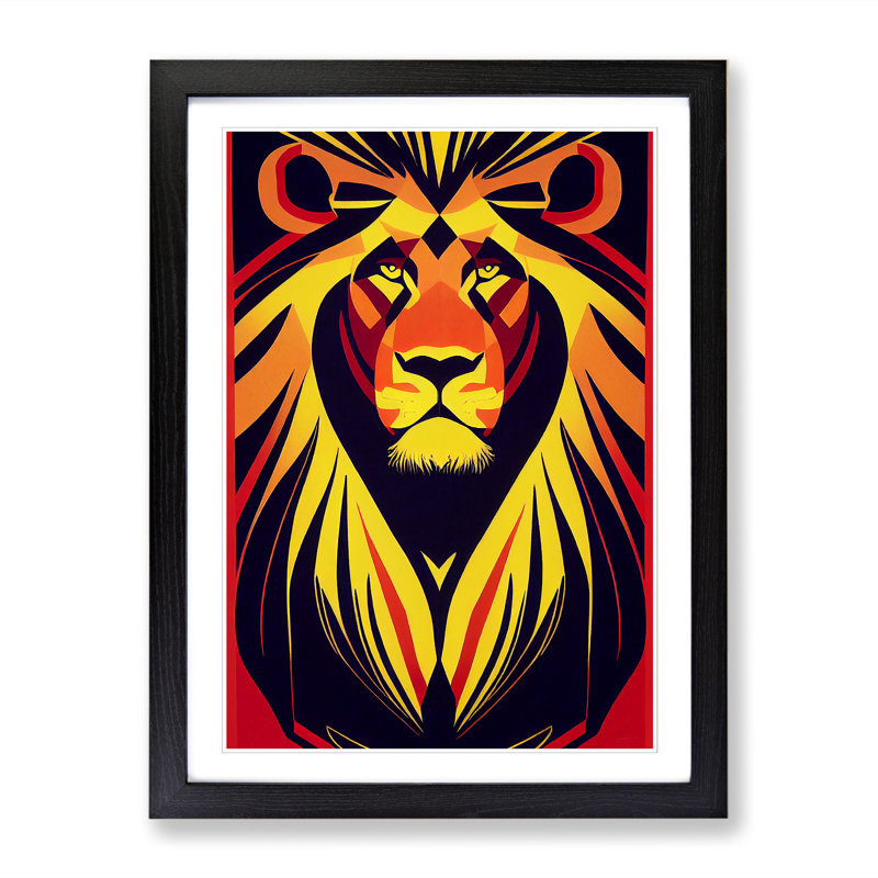 Areonna Striking Lion Vol.1 - Wall Art, Black, 64cm H x 46cm W x 2cm D