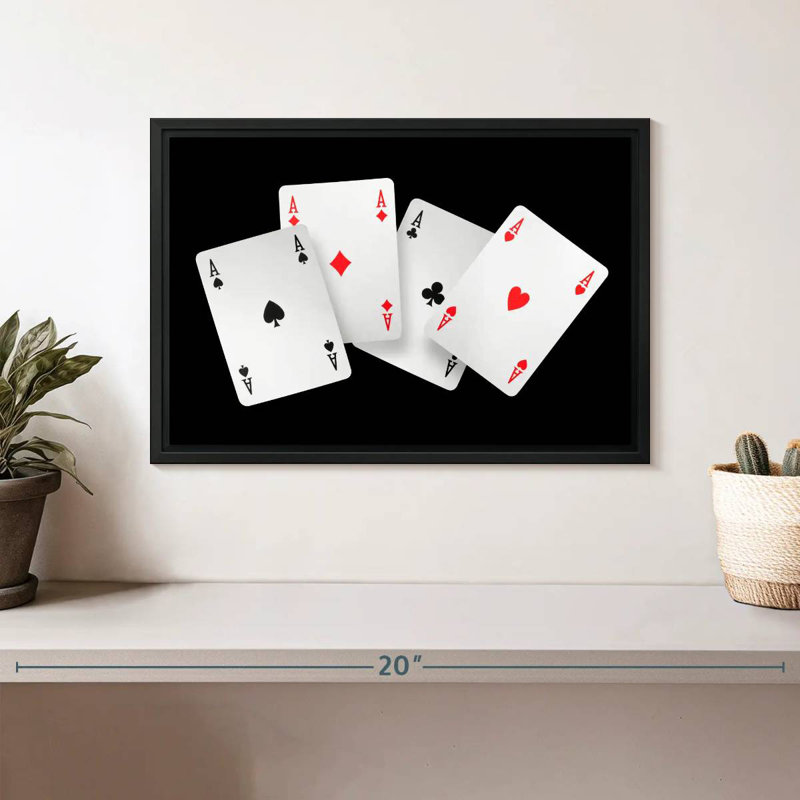 Quatre cartes As, Cadre flottant noir, 13 po x 9 po