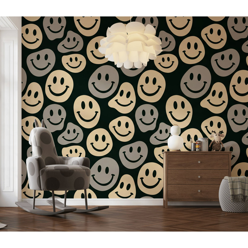 Smiley Face, papier peint rétro Pop Art, Non tissé, 200 po x 120 po