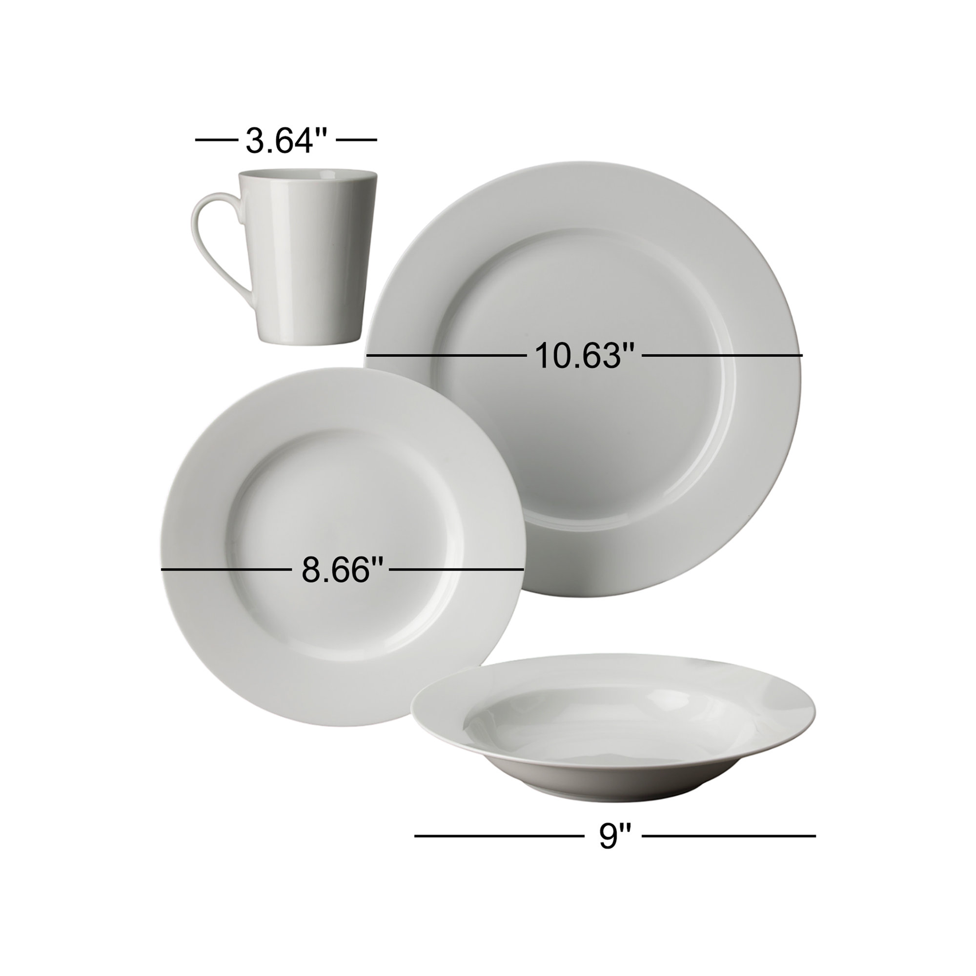Claire Classic Rim 16pcs Dinnerware Set ( Dinner Plate / Salad Plate / Rim Soup / Mug , Service For 4 )