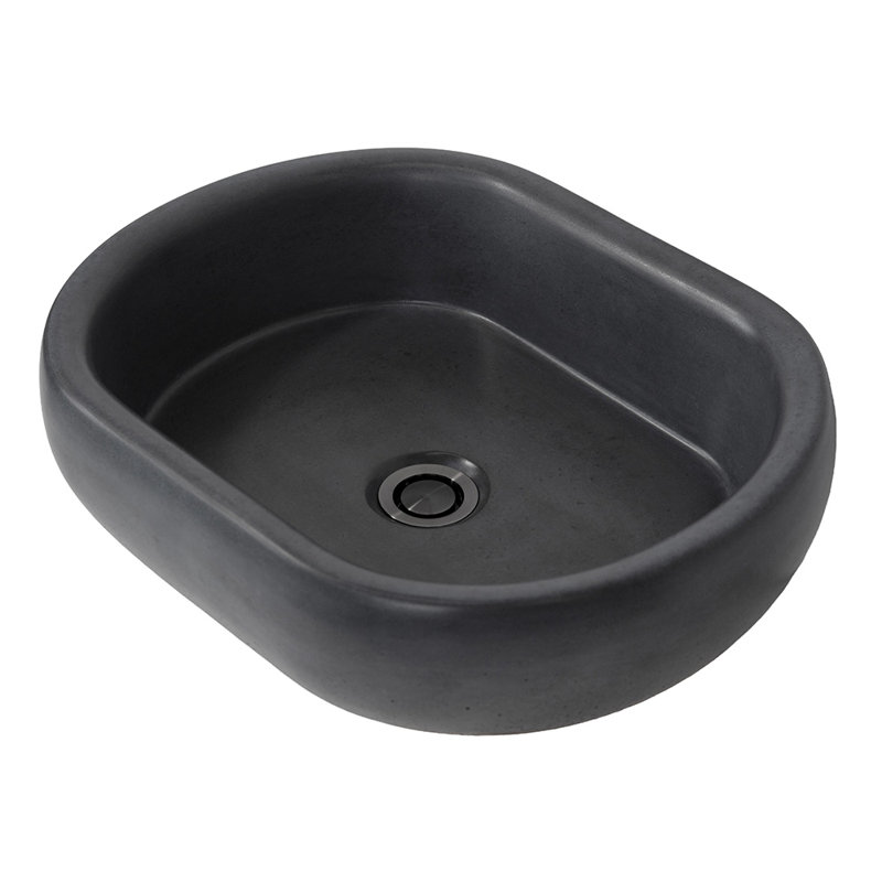 Newterra Handmade Oval Vessel Bathroom Sink, Charcoal