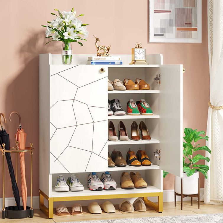 24 Pair Shoe Storage Cabinet Adjustable Shoe Rack Organizers, 8-Tier White  Cube Storage Bookcase