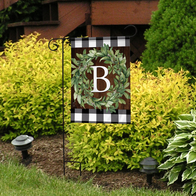 Wreath Monogram B Garden Flag