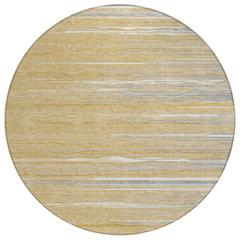 Ayra Gold Washable Indoor-Outdoor Rug - , 8' x 8'