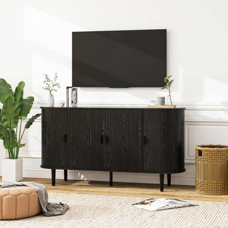 Armoire de rangement en bois Lockwood avec 4 portes et tablette réglable