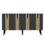 Modern Console Table with Striped Design, Anthracite & Gold, 100% Melamine Coated Particle Board, Thickness: 0.7 inches | Stylish and Functional for Living Room or Entryway, Glam Decor-2026992935