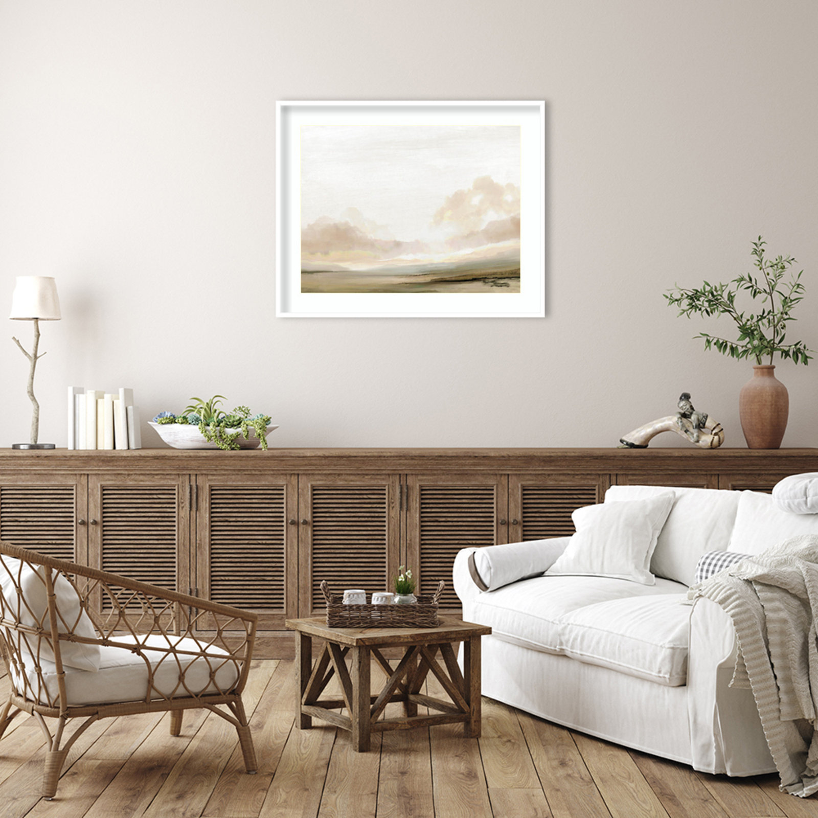 Southern Landscape Print by Dan Hobday, White, 33" H x 41" W x 1" D